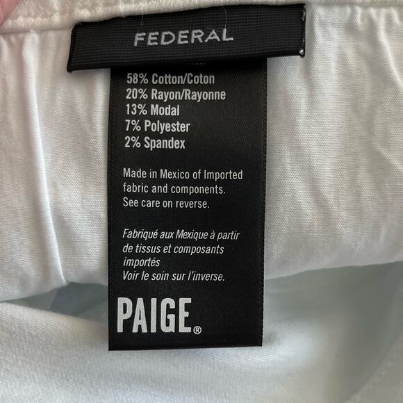 Paige Federal Iced Frost White Denim Raw Hem Cut Off Jean Shorts 30/32 NWT - Picture 11 of 12